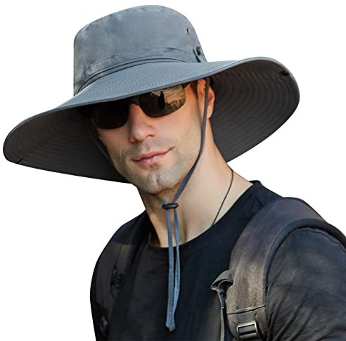 AIEOE Outdoor Hut Herren Breite Krempe Wasserdicht UV-Schutz Fischerhut Sonnenhut Sommer Atmungsaktiv Wanderhut Gartenhut