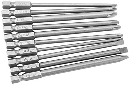 10 Stück Torx Bits Schraubendreher Set Extra lang(100mm) und magnetisch SL 3-6 PH1 PH2 1/4 Zoll Sechskant Schaft Elektrische Schraubendreher Werkzeuge