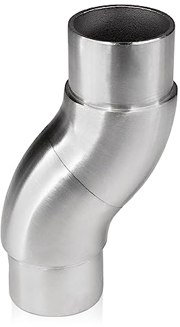 PRIOstahl Rohrbogen flexibel Rohrverbinder Steckfitting Bogen verstellbar - 1 Stück Ø 42,4 mm für Rundrohre Geländerbau Rohr Handlauf Verbindung zum Stecken Geländerbau Rostfrei aus Edelstahl V2A