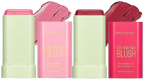 MKNZOME 2 Stück Blush Stick, Rouge Stick für Wangen und Lippen Cream Blush Stick, Creme-Rouge Creme Blush, Langanhaltend, Wischfest, Natürlich Aussehend, Makeup Smooth Liquid Blush