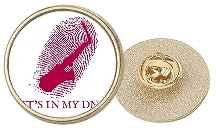 Brosche / Anstecknadel, Motiv: Musik-Saxoph, rund, Metall, goldfarben, M, Metall