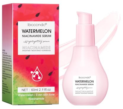 Watermelon Niacinamide Serum, Hydrating Face Serum for Skin Care, Facial Serum with Hyaluronic Acid & Watermelon Extract, Brighten and Moisturizing, Natural Glow Skin Serum Priming Liquid Highlighter