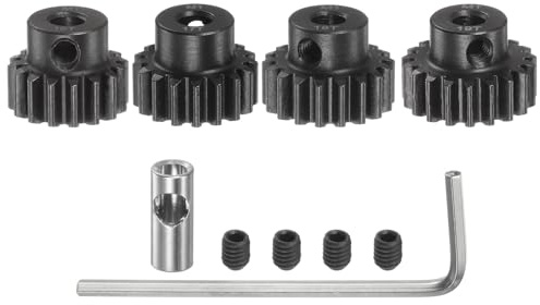 sourcing map 4 Stück M1 Mod1 Ritzel Set Zahnrad Zahnräder 5mm Welle | Motorritzel, aus gehärtetem Stahl, 16T 17T 18T 19T, mit 3,17mm Kupplung, für RC Auto