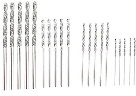 Osmond Set di punte diamantate, 20 pezzi, 4 misure, 1 mm, 1,5 mm, 2 mm, 2,5 mm, punta attorcigliata, spiaggia, mare, conchiglie in vetro, pietre preziose lapidarie