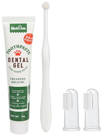 Brosse à Dents pour Chat et Chien Kit d'Entretien à Dents pour Chien Brosse à Dents et Dentifrice pour Chat Chien Brosse à Dents Doux Kit de Soins Dentaire à quatre Pièces Boeuf