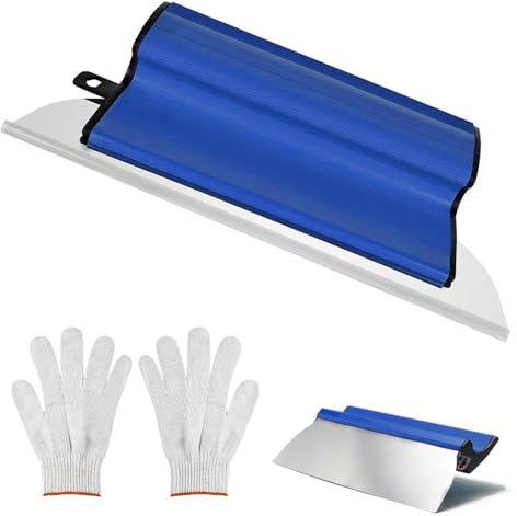Flächenspachtel 25cm, Spachtel Werkzeug mit Ergonomischem Z-Griff und Austauschbarem 0,35 mm Edelstahlklinge, Flexible Skimming Blades Wandwerkzeuge zum Verputzen von Wänden und Decken