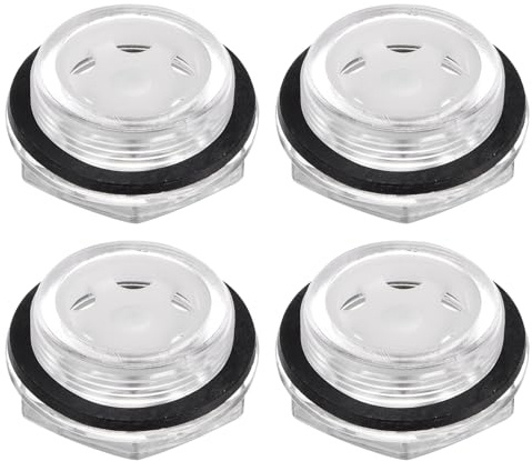 QUARKZMAN 4Pz Vetro Spia Olio Compressore Aria M33 x 1.5mm Maschio Indicatore Livello Liquido Testa Esagonale Plastica Olio Vista O-Ring per Aria Compressore Raccordi, Trasparente