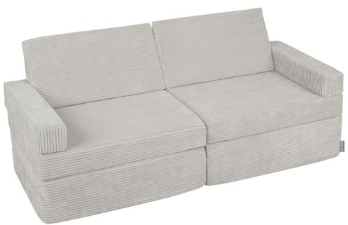 KiddyMoon Kindersofa Aufklappen Aus Schaumstoff Spielsofa Für Kinder Schlafsofa Kindersessel Kinder Couch Kinder Sofa Für Kinderzimmer Kindercouch Faltmatratze Matratzen, Hellgrau