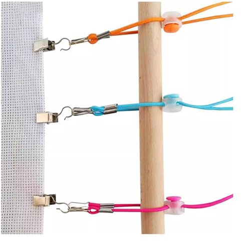 NICENEEDED 12 Sets Cross Stitch Side Clips, Adjustable Fabric Holders for Knitting Embroidery, High Elasticity Tension Clamps Accessories Fastening Clip Tool for DIY Crafting