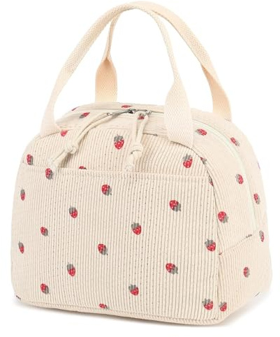 Insulated Lunch Bag for Women Girls, Portable Pack Water-Resistant Thermal Cooler Lunch Bag, Large Capacity Leak-Proof Lunch Organizer, Strawberry Kids Lunch Box ag for Work School Picnic Camping