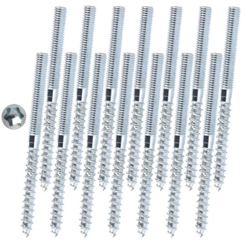 14 Stück Stockschrauben M6, Stockschrauben Verzinkte, Doppelgewinde Stockschrauben M6, Stockschraube mit Maschinengewinde für Holzschrauben, Metallbüge, Möbelbeine, M6 x 80 mm mit Torx-Antrieb