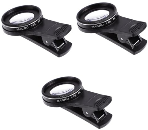 COLLBATH 3 Pièces Objectif Macro pour Téléphone Portable Lentille De Téléphone Portable Objectif pour Smartphone Téléphone Portable Objectif Fisheye Black Alliage D'aluminium Spatial