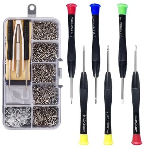 Eyeglass Repairing KitKit with Screws and Nose Pads, 1 Set of Glass Screw Set + 6 Screwdrivers
