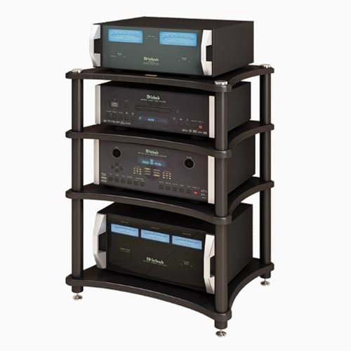 UrbanUp HiFi Rack 1-4-stufiger AV-Medienständer mit 4 Stahlpfosten, Vintage-Möbel, Stereo-Schrank, Audio-Rack-Tower, Gerätehalter mit Großer Lagerkapazität für das Wohnzimmer(1 Tier)