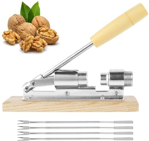 Cascanueces, Cascanueces De Alta Resistencia, Herramienta para Cascanueces De Metal, Herramienta para Abrir Alicates De Nuez, Base Y Mango De Madera De Escritorio, Base Y Mango De Madera De