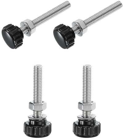 QUARKZMAN 4 Stück Rändelschraube mit Gewinde M6 x 45mm Rundkopfschraube mit Muttern Unterlegscheiben, Flügelschrauben Edelstahl 304 Klemmhebel 18mm Klemmknöpfe für Maschine