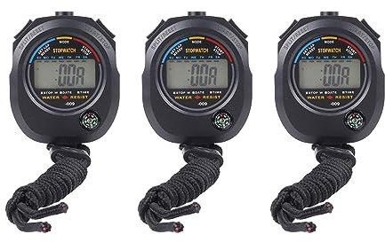 Sport-Stoppuhr, hohe Genauigkeit, wasserdicht, 40 mAh, Sport-Stoppuhr, Timer zum Laufen, Schwimmen, Basketball, 3 Stück