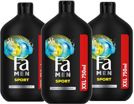 FA Duschgel Men Sport (3x 750 ml), erfrischende Duschpflege mit dem vitalisierend-frischen Duft von grünem Zitrus, milde Formel