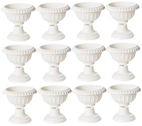 Veesper 12PCS Urn Planter Set Detachable Lightweight Safe Plastic Hydroponic Pedestal Planter for Garden and Porch Decor Ideal Flower Urn for Indoor Home