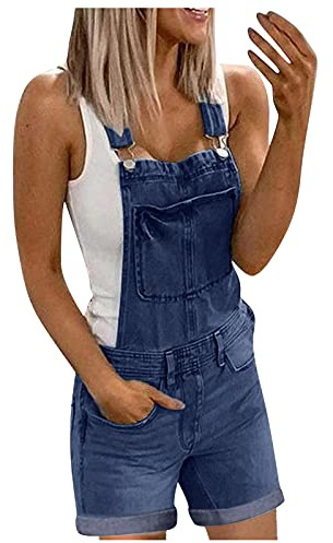 Salopette Jeans Donna Casual Corta Elegante Jumpsuit Comode Monopezzi Overall Tuta Intera Senza Maniche Oversize Allentata Salopette Premaman Playsuit Vintage Regolabile Cinghie Pantaloni in Denim