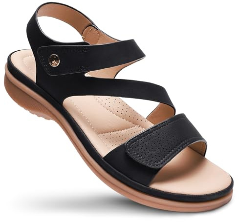 Littleplum Sandales pour Femmes Sandales d'été pour Femmes, Noir, 39 EU