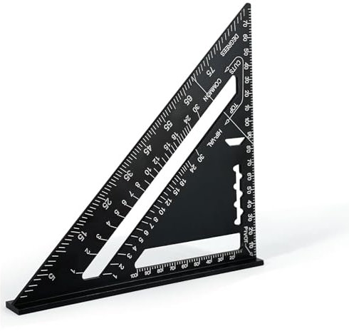 DEUKNICE 7 Speed Square, Triangle Ruler for Carpentry, Woodworking, Roofing, Framing, Engineering, Tiling (26cm, Black)