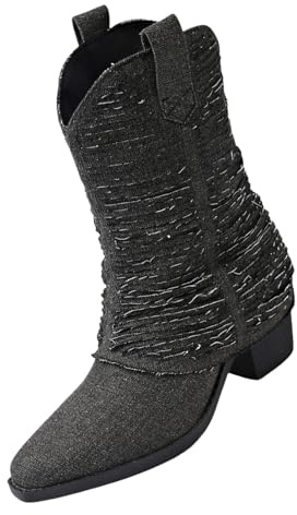 HOOUDO Stivali Donna Estivi,Stivali da Donna Estivi Bianchi Stivaletti Pelle Comodi Stivaletti Scarpe Eleganti Cerimonia Texani Scarpe