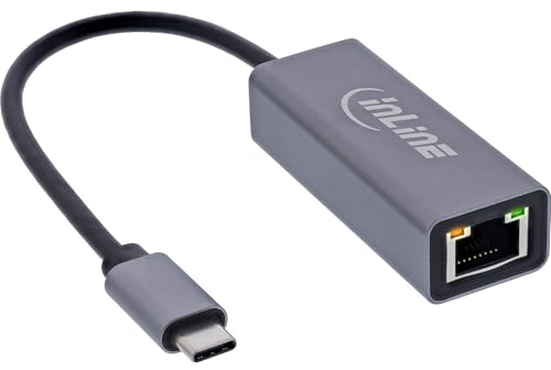 Inline Adaptador de Red USB 3.2 USB-C a RJ45, Adaptador Gigabit LAN para conexión Estable, Plug & Play, Carcasa de Aluminio, 33380Q