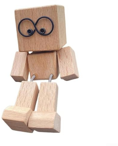 Figura de hombre de madera con movimiento oscilante suave, adorno hecho a mano para salpicadero de coche y escritorio, muñeca de madera en miniatura para decoración interactiva (A)
