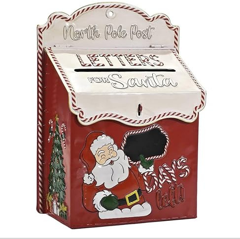 EMPOTEC Cassetta Postale Babbo Natale Buca delle Lettere North Pole in Metallo Vintage da Appendere Parete Porta Decorazione Natalizia Alta qualità Idee Regalo 35x26x13cm