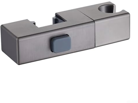 Support de pommeau de douche carré réglable, support de douche rectangulaire chromé, support de douche rehausseur à main avec base fixe pour salle de bain (gris)