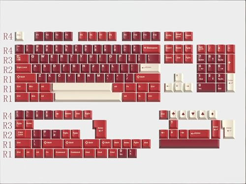 Ussixchare Red Dye-sub Keycaps, 163 Keys Cherry Profile, Double Shot Keycaps Set, Custom Key caps for MX Switches Mechanical Keyboard(Jamon)