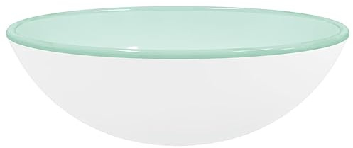 Lavabo da appoggio in vetro temperato, 42 x 14 cm, bianco, per bagno, lavanderia e bagnato, durevole e facile da pulire, versatile sul lavandino o in cucina