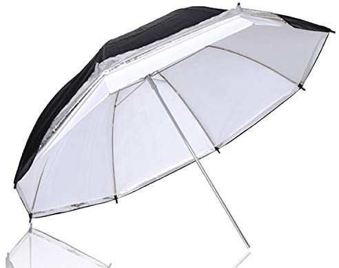 HwaStudio Pro 2in1 Reflex- Durchlichtschirm Reflexschirm Satinweiß 84cm 33 Zoll Studioschirme mit schwarzer Abdeckung Blitzschirm für Fotografie Studio Video Blitz