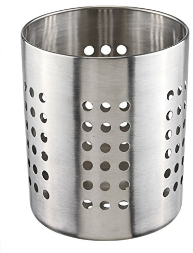 Bambelaa! Besteckabtropfkorb Spüle Silber Edelstahl Rund Metall Abtropfgestell Geschirr Abtropfkorb Spülbecken Besteckhalter Tisch Küchenutensilien Utensilienhalter Küche Korb Küchenhelfer ca 11x14 cm