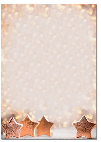 SIGEL DP137 Briefpapier Weihnachten | DIN A4 | 100 Blatt | mit kupferfarbenem Sterndesign Copper Glance | weihnachtliches Motivpapier