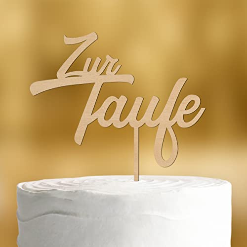 Décoration de gâteau de baptême deux lignes [longue broche] pour gâteau de baptême – Bois 4 mm – Décoration de gâteau de baptême fille Décoration de gâteau de baptême pour baptême garçon