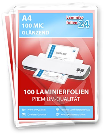 XLam Laminierfolien A4-2 x 100 Mic - glänzend - 100 Stück - PREMIUMQUALITÄT FÜR PERFEKTE LAMINIERERGEBNISSE