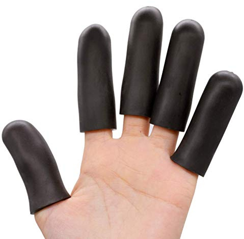 Povihome Black Finger Protectors, Finger Cots, Moisturizing Thumb and Finger Covers - New Thick Version - Elastic Cracked Finger Sleeves to Protect Cracked, Peel Finger and Other Finger Pain