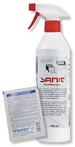 DEWEPRO-Set: SANIT KraftReiniger (3009) - Flasche à 750ml - Gebrauchsfertiger Allzweckreiniger gegen Öl, Fett und andere Verschmutzungen auf Oberflächen, inkl. 1 St. DEWEPRO® Single Scrubs