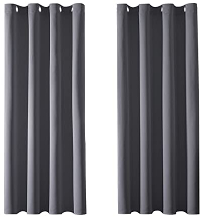 MRTREES Dark Grey Blackout Curtains for Bedroom, 54 Inch Drop Thermal Blackout Curtains Eyelet for Window Treatment, 2 Panels 117x137 CM 46x54 Inch Dark Grey
