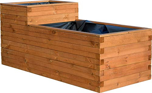dobar® 29225FSCe Hochteich Superb | Gartenteich 420 L aus robustem Massivholz | Miniteich für Garten/Terrasse/Balkon | Teich für den Garten inkl. Teichfolie | 180 x 78 x 78 cm | Braun