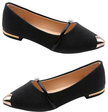 Holibanna Cómodas Bailarinas De Ante Zapatos de Ballet de Mujer con Punta Puntiaguda Brillantina Elegante con Deslizantes para Primavera Verano Zapatillas De Ballet