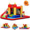 GOPLUS 7 en 1 Château Gonflable,Aire de Jeux Aquatique avec Zone de Saut de Mur d'escalade et Toboggan pour Fête de l'eau d’Eté des Enfants, Peut Accueillir Jusqu'à 5 Enfants (avec Souffleur)