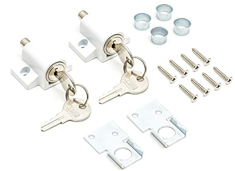 2 Pcs White Sliding Patio Door Lock, Sliding Door Lock for Additional Security. Supplied with Fixtures and Fittings. Universal Lock Suitable for Most Door Types.