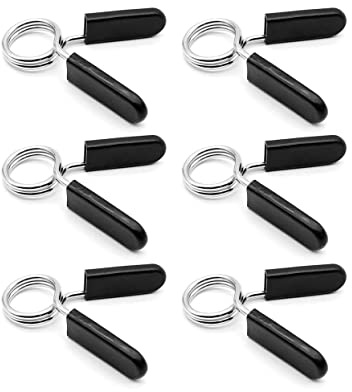 Tiardey 6 Pack Spring Collar Clips 25 mm Dumbbell Barbell Clamps Exercise Collars Barbell Clip Clamps for Olympic Weight Bar Dumbbells Gym Fitness Training