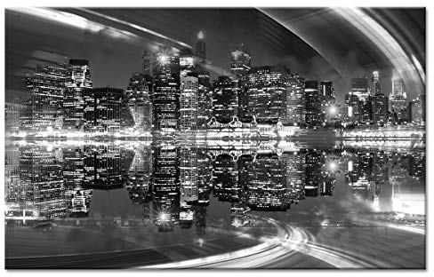 Whiteboard New York, DECLINA, moderne Dibond, Wandtafel, Alu-Rahmen, 120 x 80 cm, Schwarz und Weiß
