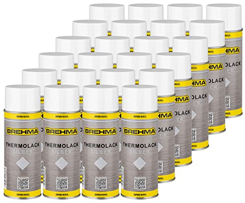 24xBREHMA Thermolack silber 400ml bis 600°C hitzebeständig Schutz Lack abriebfest mit Griff
