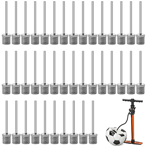 AMONENZ 40 Stücke Luftpumpe Nadeln, Edelstahlnadel für Ballpumpe, Amerikanische Ballpumpennadel, Nadellänge 3cm, Befestigungsloch 7,5mm, weit verbreitet als Pumpballnadelersatz