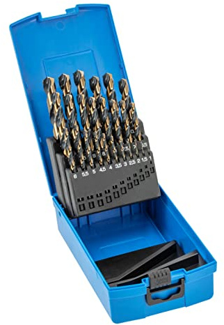 Högert Technik - Metallbohrer-Set 25 tlg. - Bohrerset zum Bohren von Löchern in Stahl, Gusseisen, Nichteisenmetallen und gehärteten Kunststoffen - Aus HSS-Stahl - Norm DIN 338